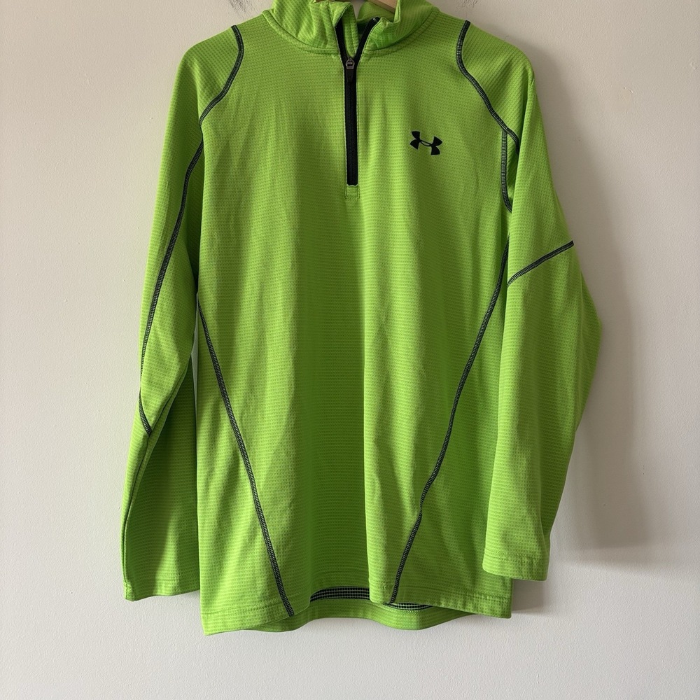 Under Armour Cold Gear Long Sleeve Green Shirt Fitted Fit Athletic Men's M Gym